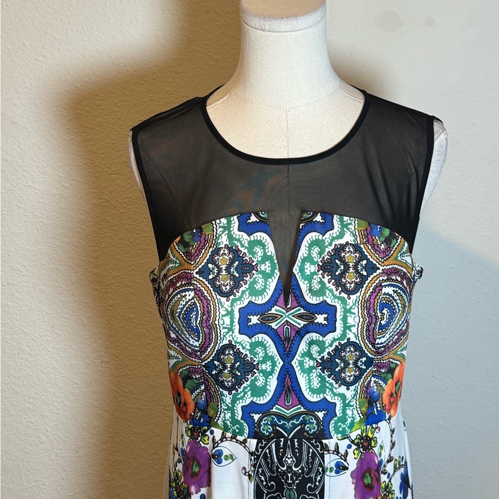 NWT Simon Chang Collection Colorful Paisley Floral Fringed Maxi Dress - Picture 3 of 13